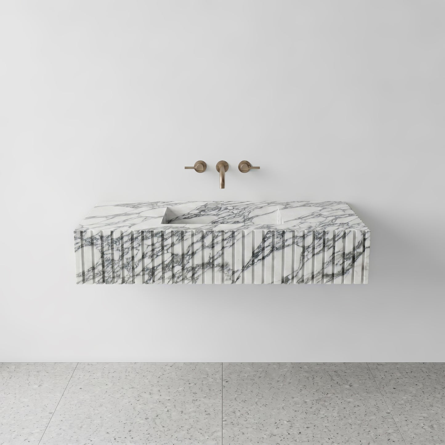 Arabescato Marble Single Sink - Fluted