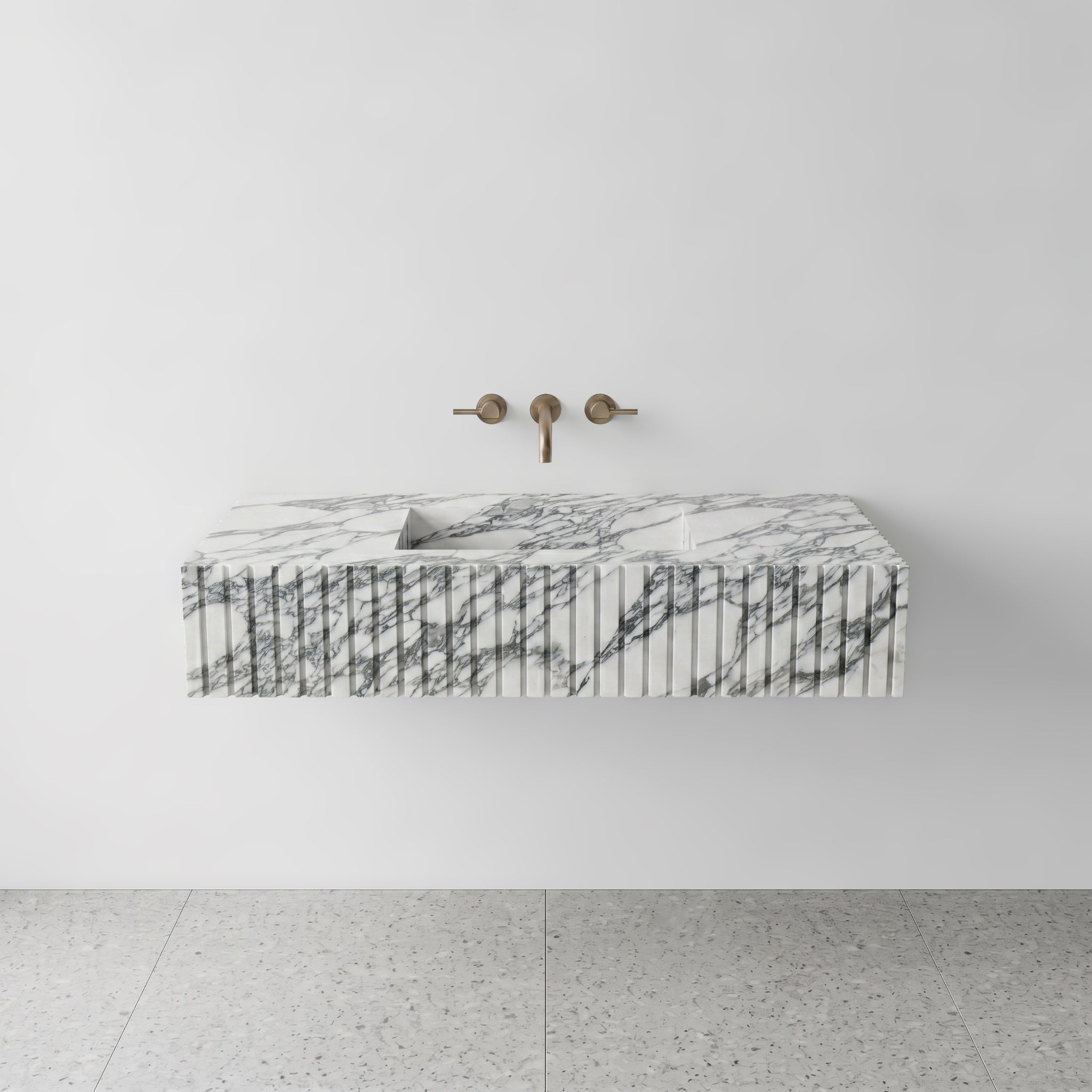 Arabescato Marble Single Sink - Fluted