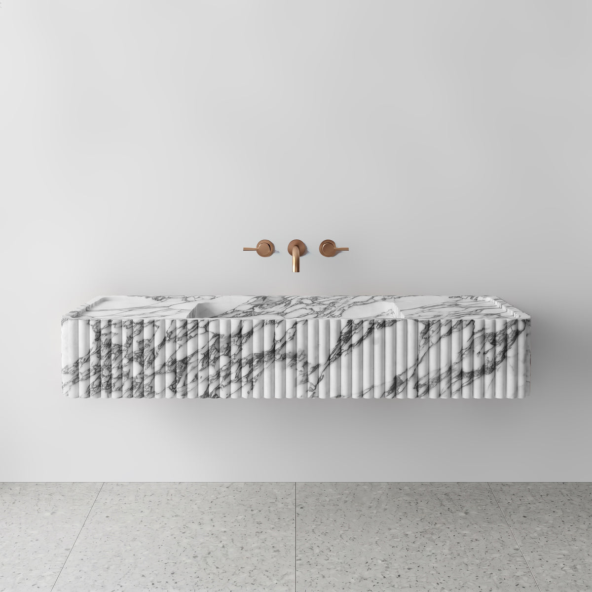 Arabescato Marble Monolith Sink - Fluted