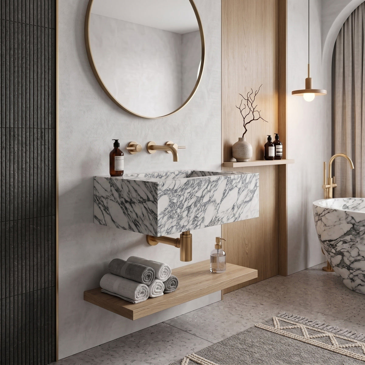 Arabescato Marble Powder Room Basin - Mini
