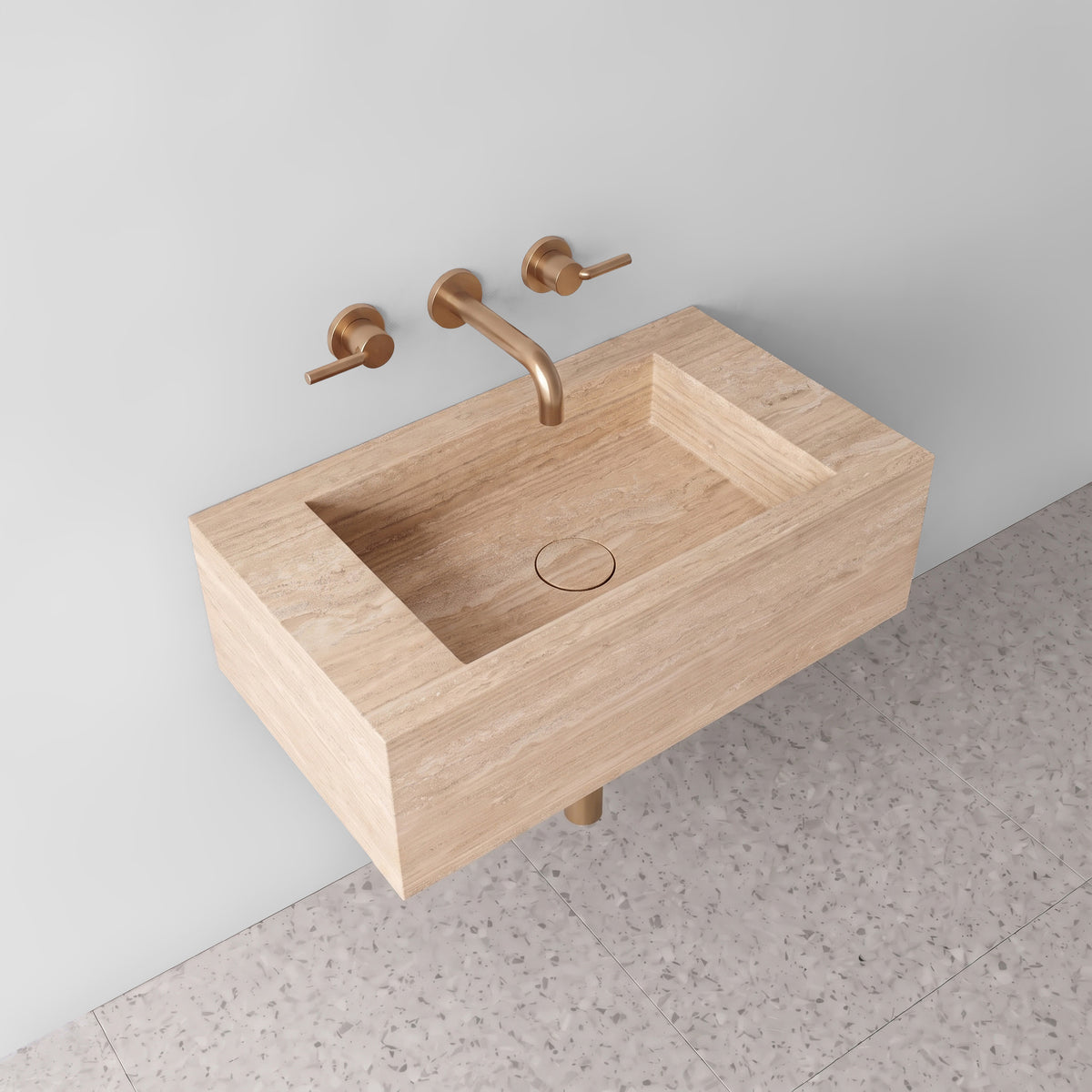 Beige Travertine Powder Room Basin - Mini
