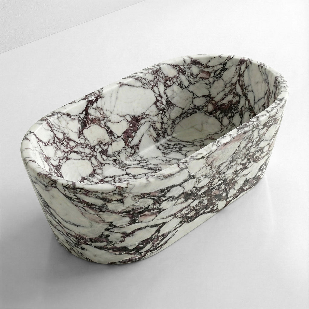 Calacatta Viola Freestanding Bathtub - Tapered