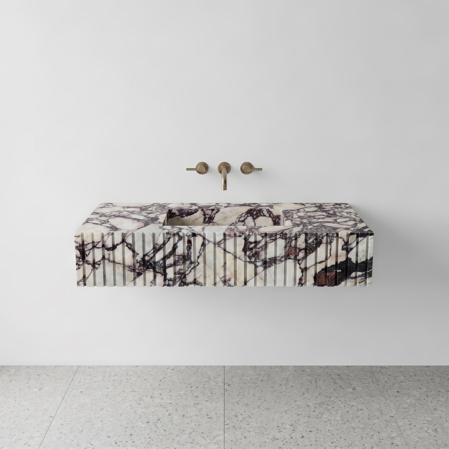 Calacatta Viola Marble Single Sink - Fluted