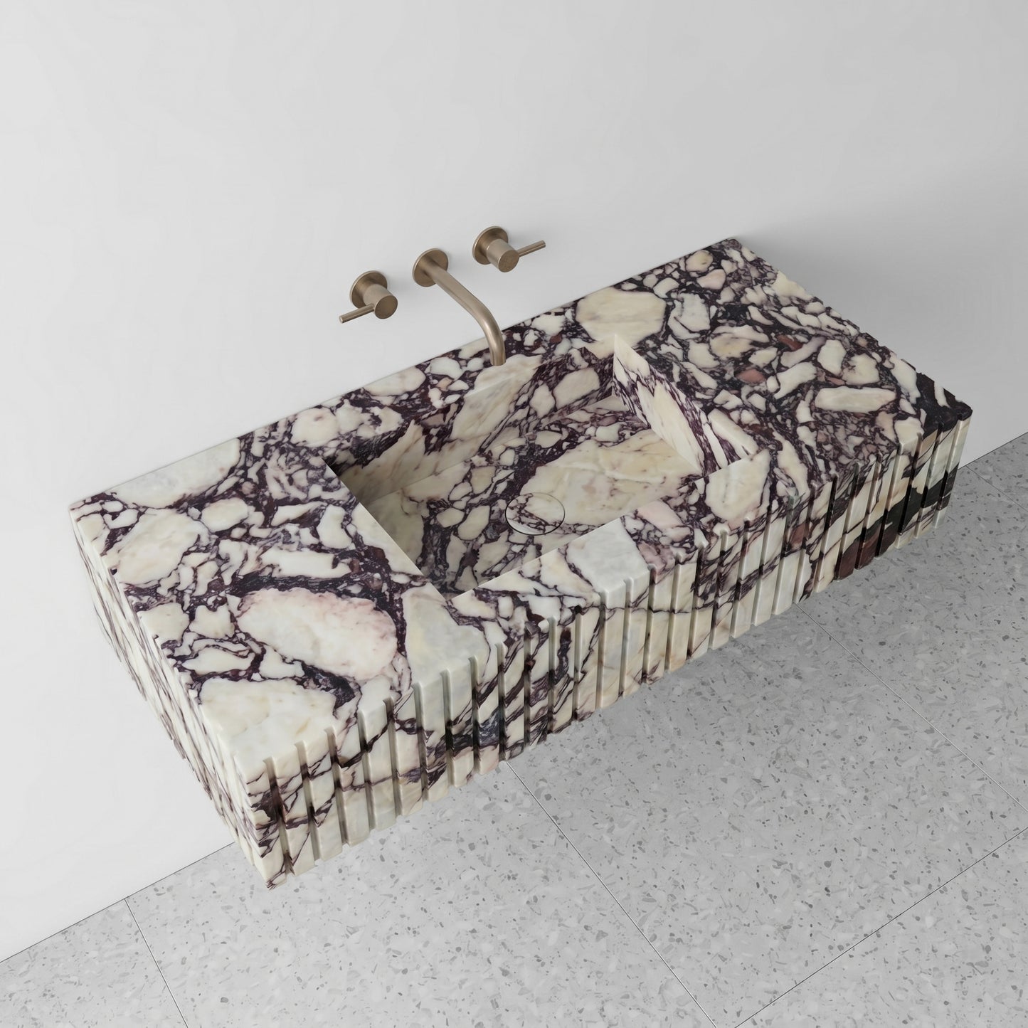 Calacatta Viola Marble Single Sink - Fluted