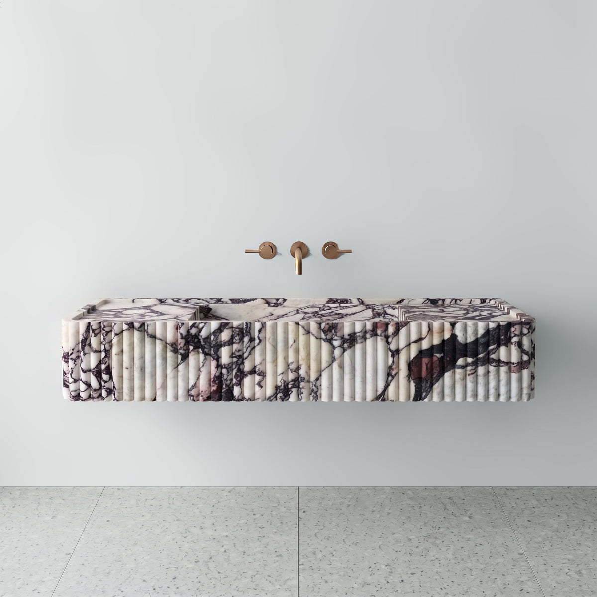 Calacatta Viola Marble Monolith Sink - Fluted