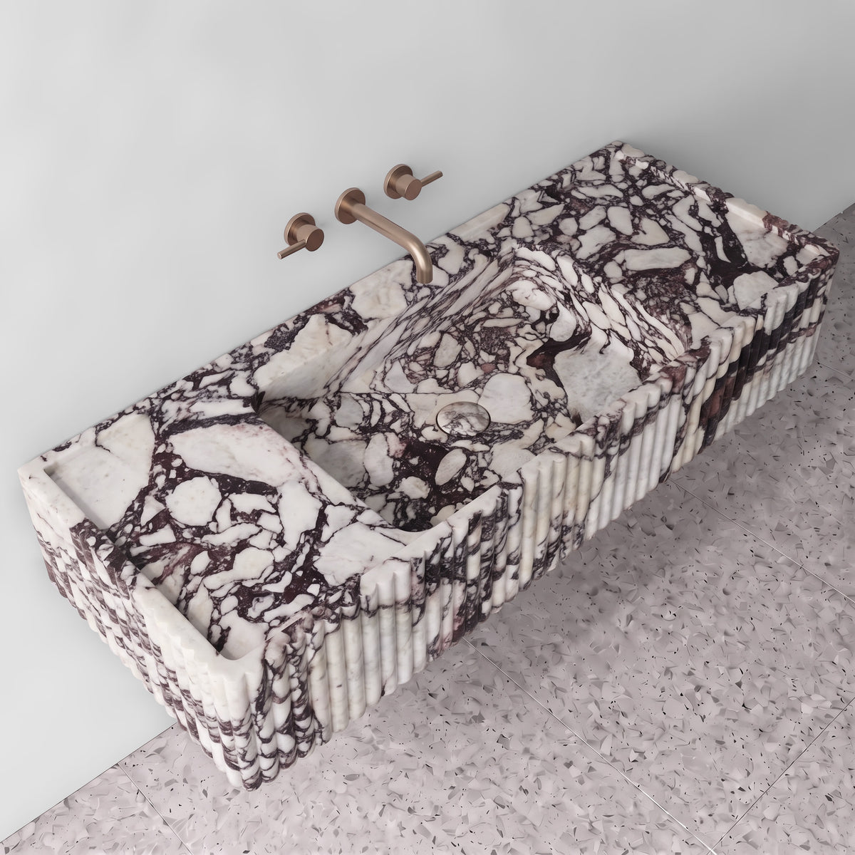 Calacatta Viola Marble Monolith Sink - Fluted