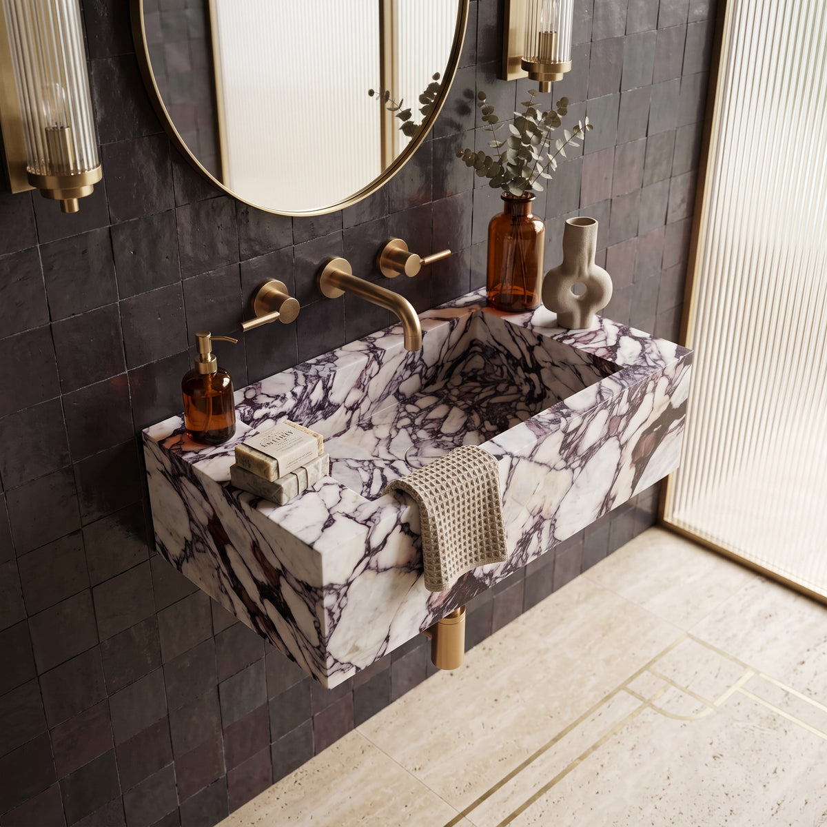 Calacatta Viola Marble Powder Room Basin - Mini