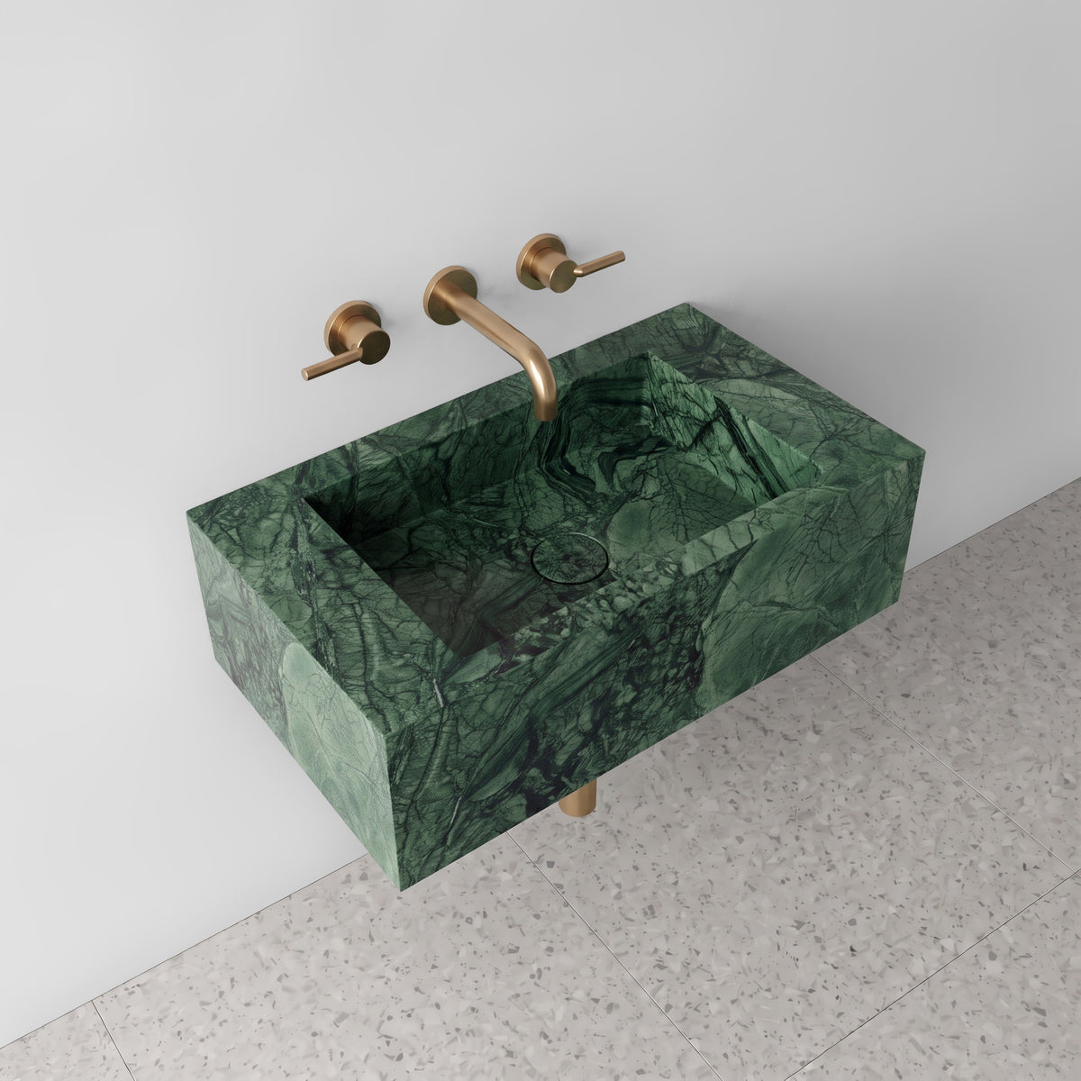 Green Guatemala Marble Powder Room Basin - Mini