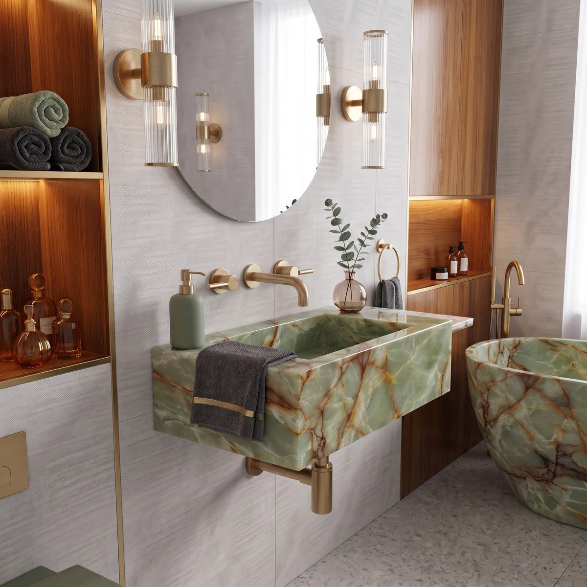 Green Onyx Powder Room Basin - Mini