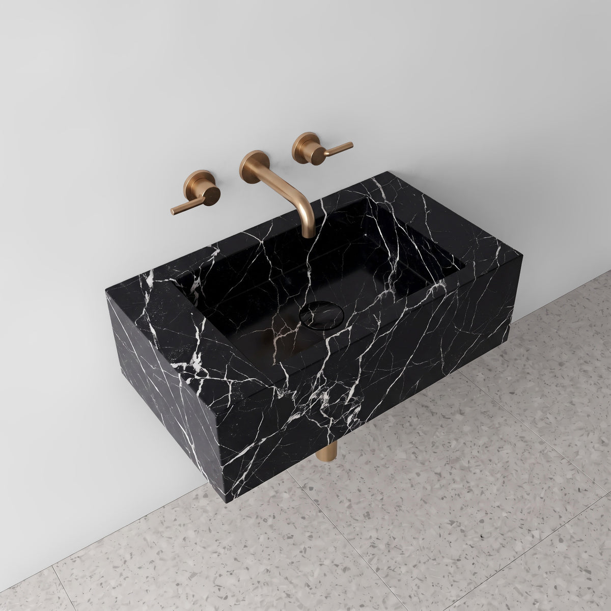 Nero Marquina Marble Powder Room Basin - Mini