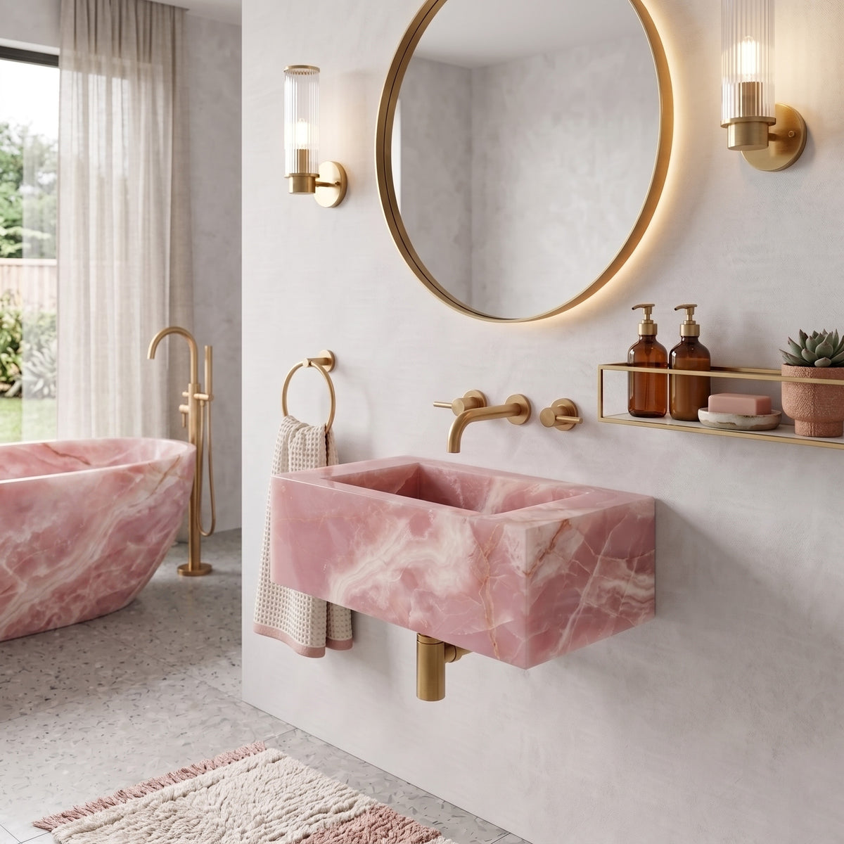 Pink Onyx Powder Room Basin - Mini