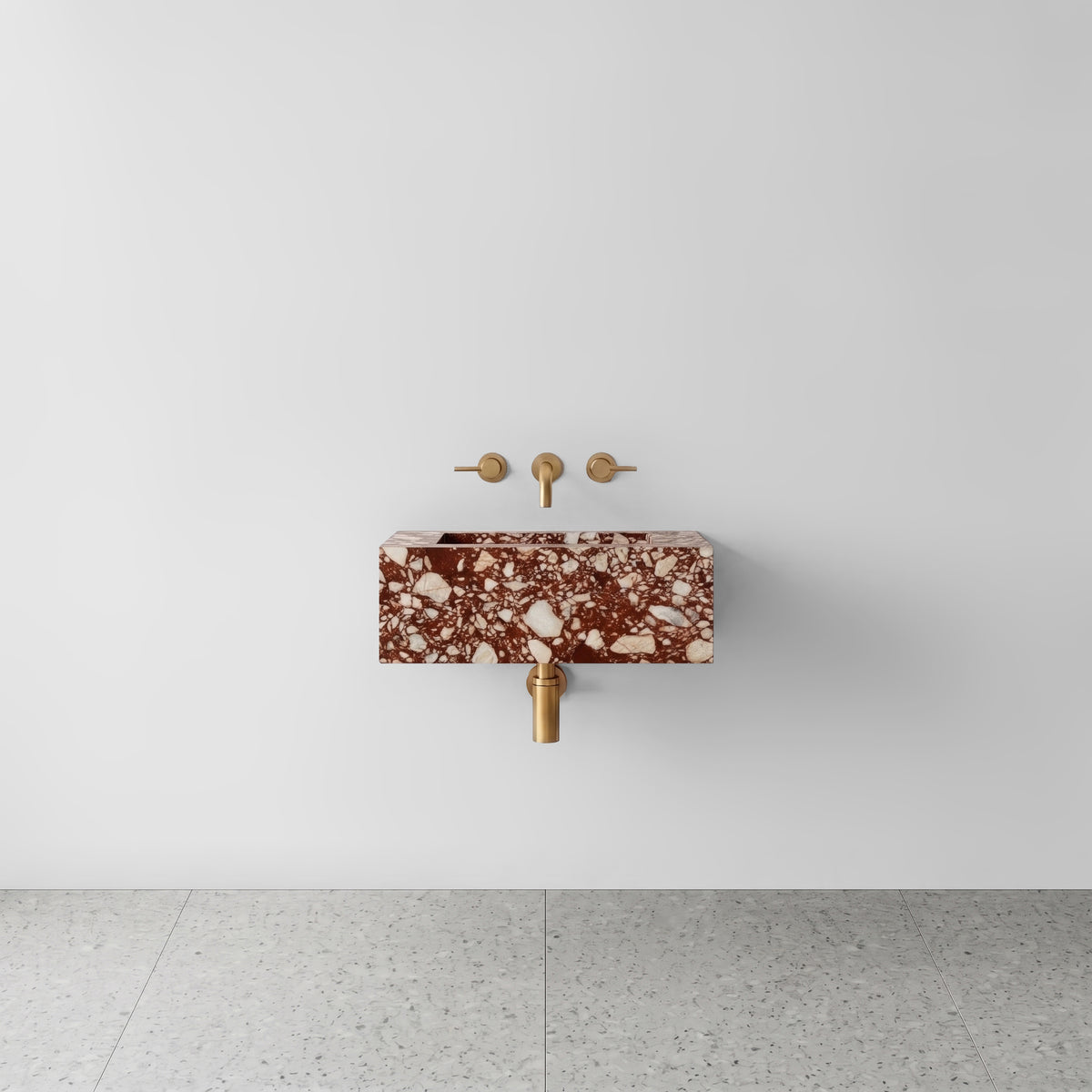Red Bulgari Marble Powder Room Basin - Mini