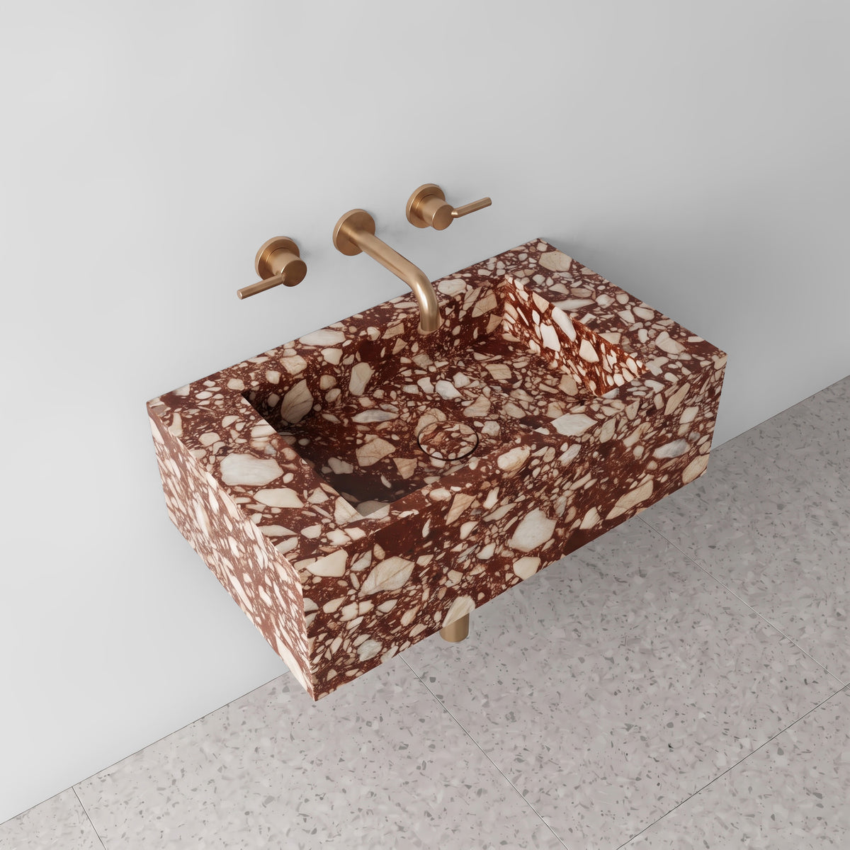 Red Bulgari Marble Powder Room Basin - Mini