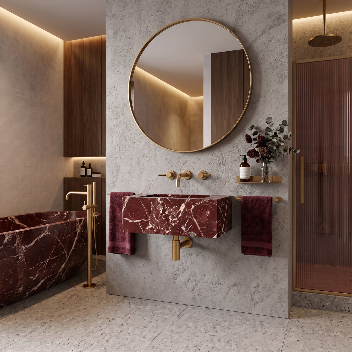 Rosso Levanto Marble Powder Room Basin - Mini