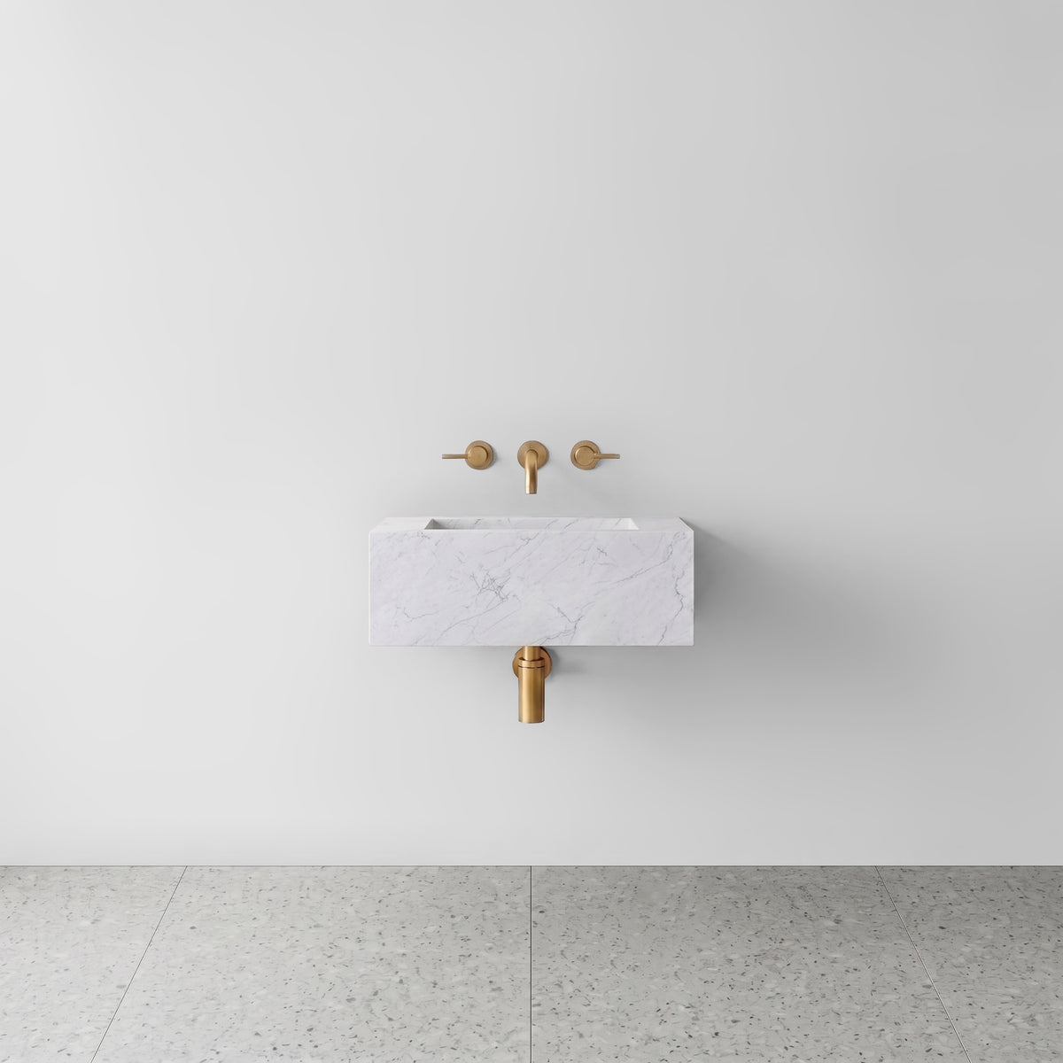 White Carrara Marble Powder Room Basin - Mini