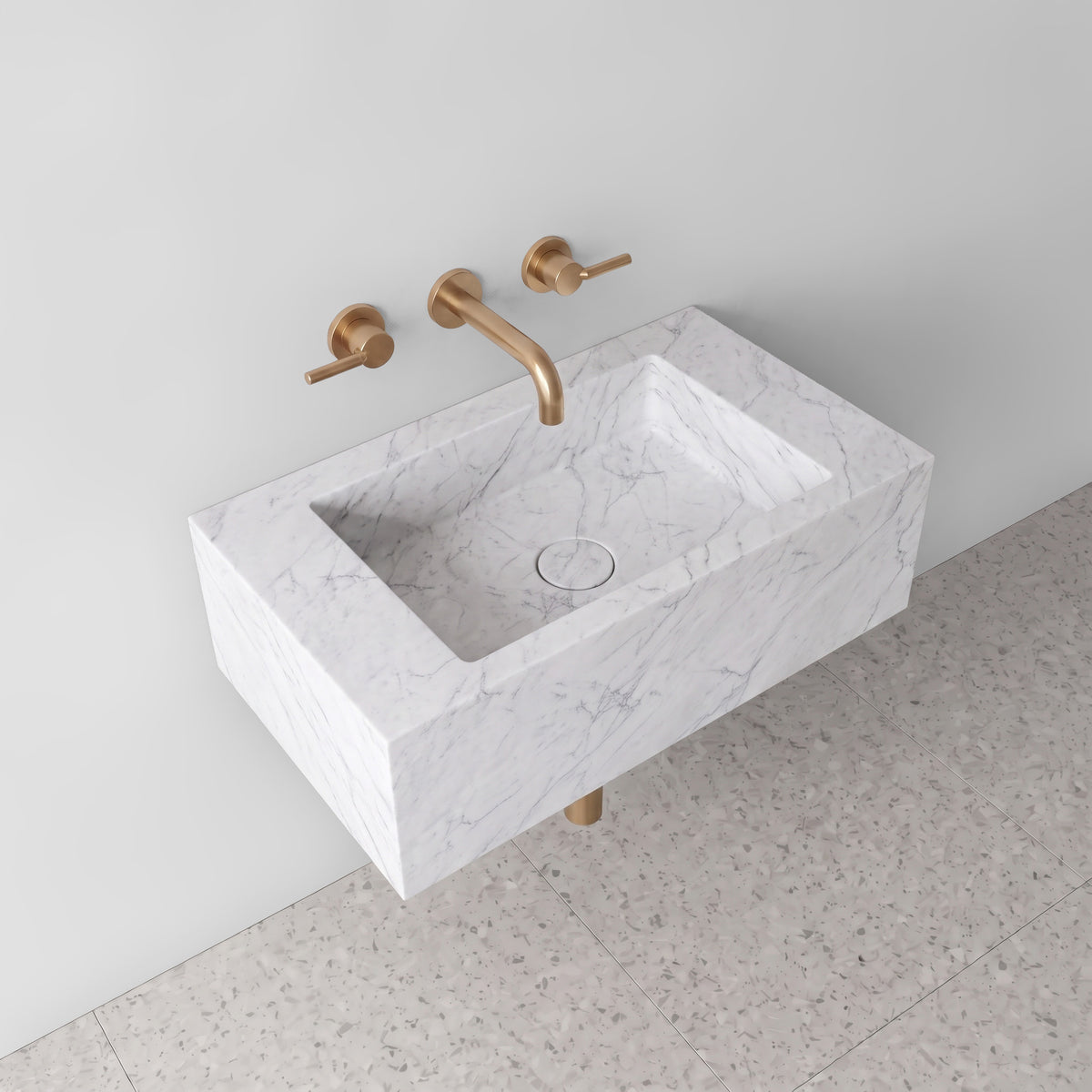 White Carrara Marble Powder Room Basin - Mini